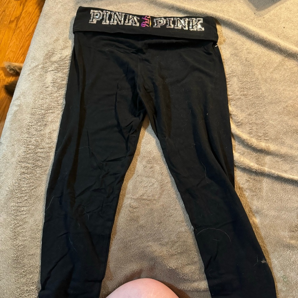 Sequence bling VS pink fold over leggings, rare women’s medium